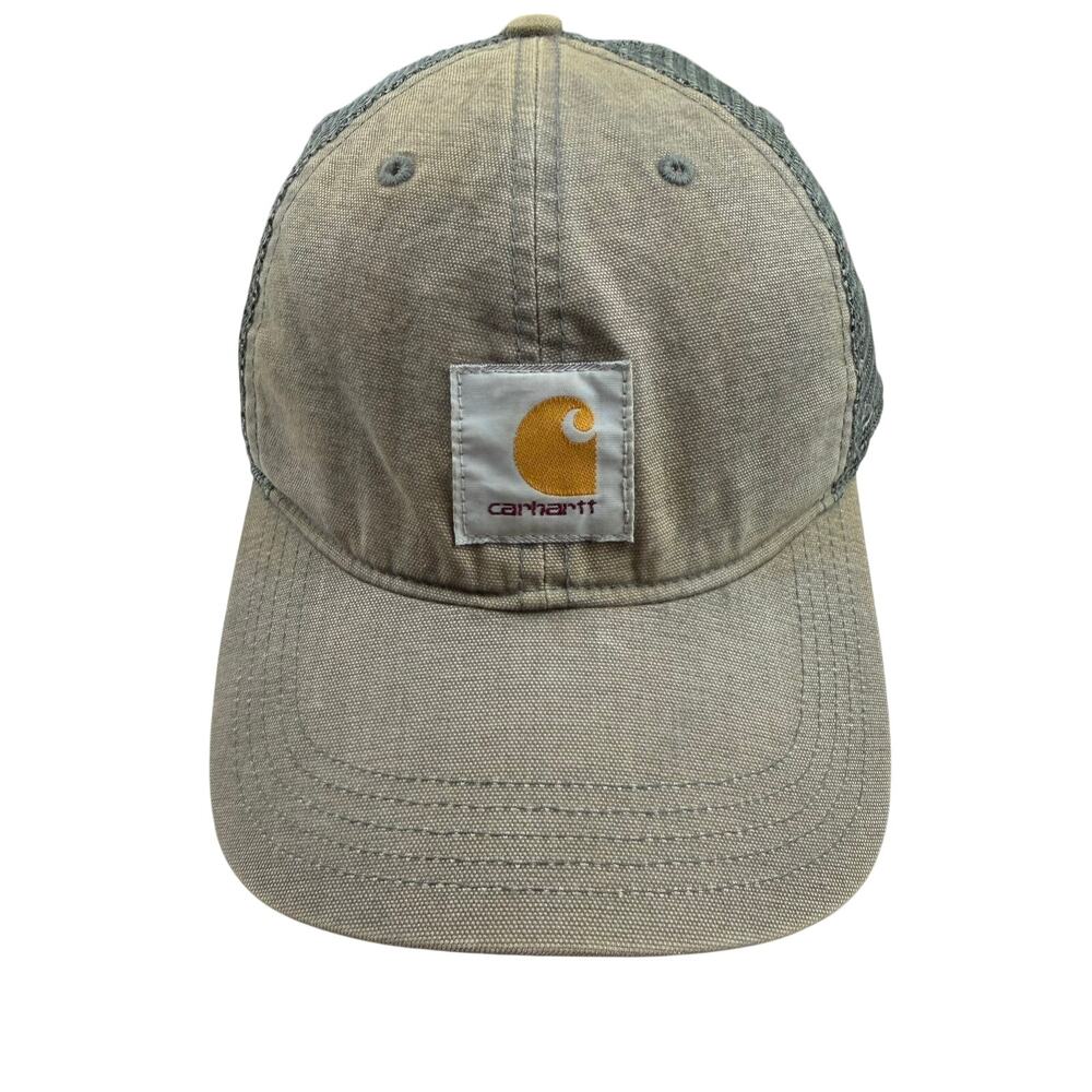 Carhartt Mesh Trucker Cap Hat Tan Canvas Adjustable